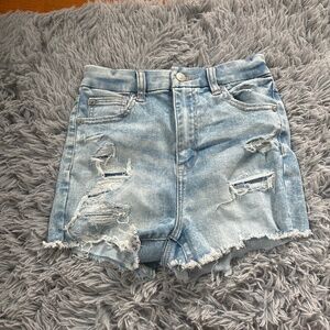 high waisted American Eagle light wash jean shorts